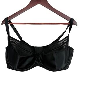 Cacique Balconette Bra 44DDD Black Sheer‎ Mesh Straps Support